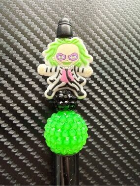 Handmade BeetleJuice Beaded Pen with Ink Refill - Black Ink